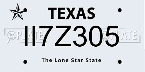 II7Z305 Texas License Plate