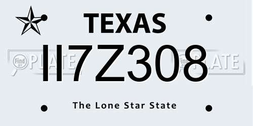 II7Z308 Texas License Plate