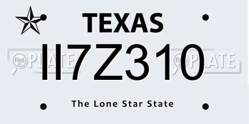 II7Z310 Texas License Plate