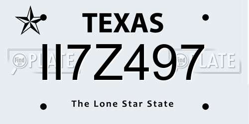 II7Z497 Texas License Plate