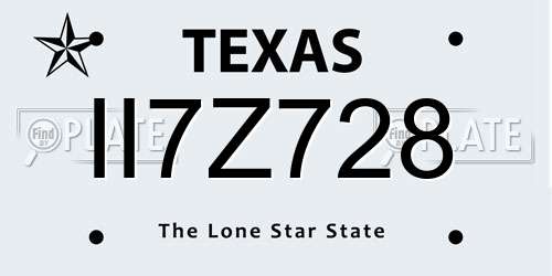 II7Z728 Texas License Plate