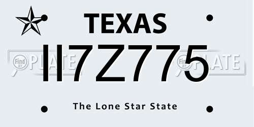II7Z775 Texas License Plate