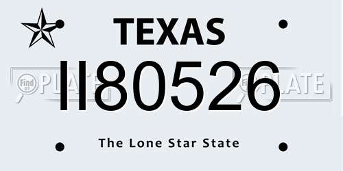 II80526 Texas License Plate