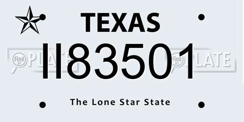 II83501 Texas License Plate