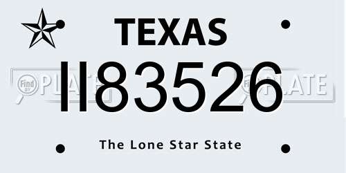 II83526 Texas License Plate