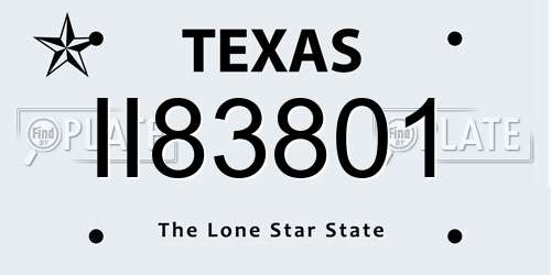 II83801 Texas License Plate