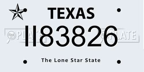 II83826 Texas License Plate