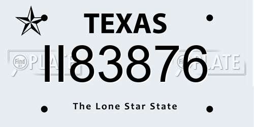 II83876 Texas License Plate