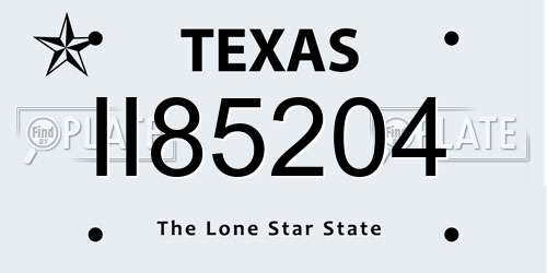 II85204 Texas License Plate