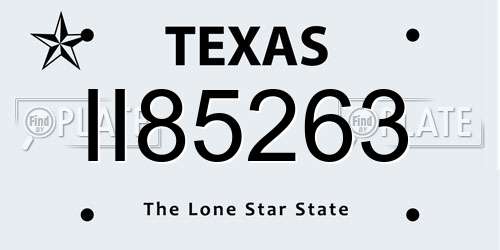 II85263 Texas License Plate
