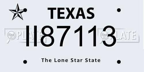 II87113 Texas License Plate
