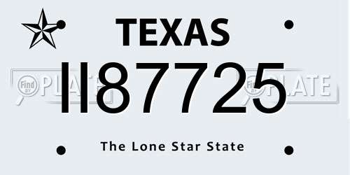 II87725 Texas License Plate