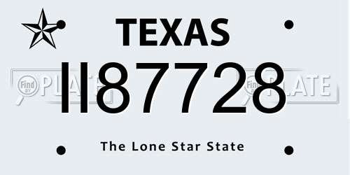 II87728 Texas License Plate