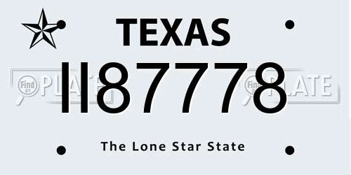 II87778 Texas License Plate