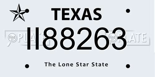 II88263 Texas License Plate
