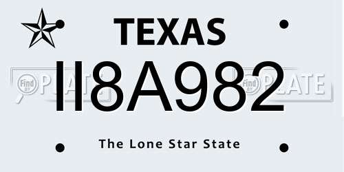II8A982 Texas License Plate