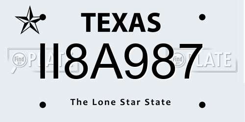 II8A987 Texas License Plate