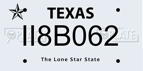 II8B062 Texas License Plate