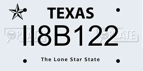 II8B122 Texas License Plate