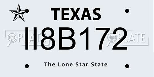 II8B172 Texas License Plate