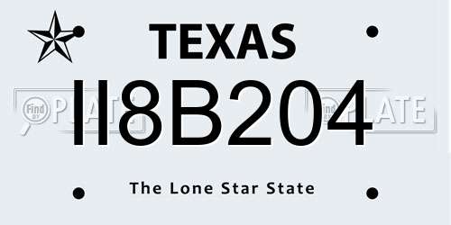 II8B204 Texas License Plate