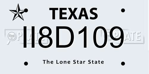 II8D109 Texas License Plate