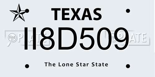 II8D509 Texas License Plate