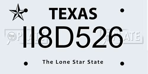 II8D526 Texas License Plate