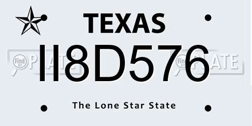 II8D576 Texas License Plate