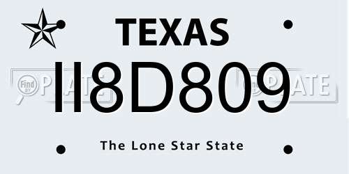II8D809 Texas License Plate