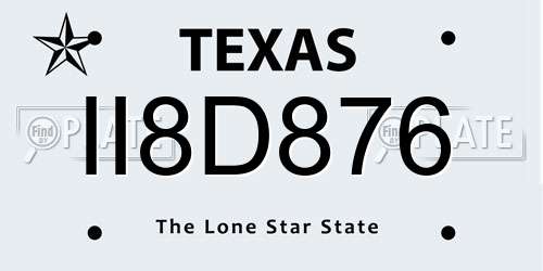 II8D876 Texas License Plate