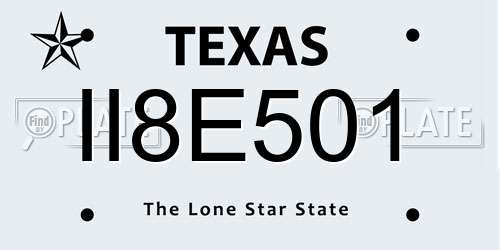 II8E501 Texas License Plate