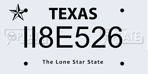II8E526 Texas License Plate