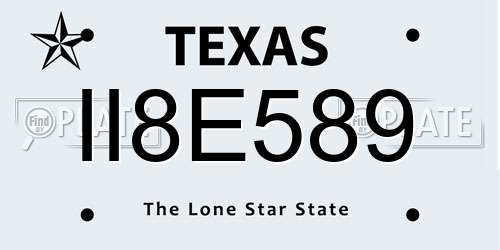 II8E589 Texas License Plate