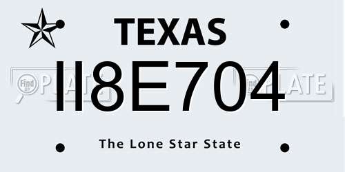 II8E704 Texas License Plate