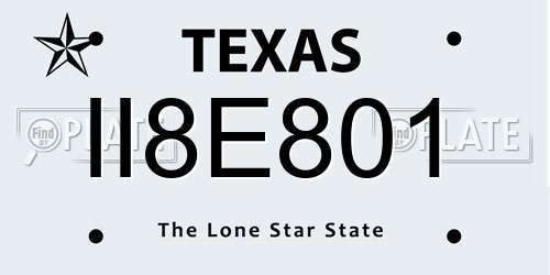 II8E801 Texas License Plate