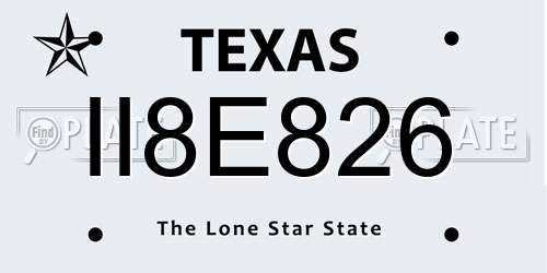 II8E826 Texas License Plate