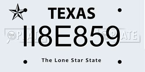 II8E859 Texas License Plate