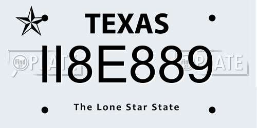 II8E889 Texas License Plate