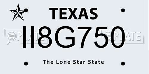 II8G750 Texas License Plate