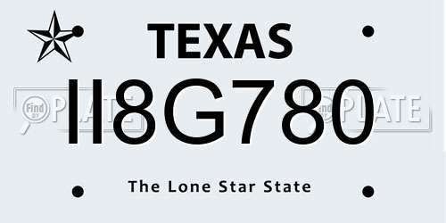 II8G780 Texas License Plate