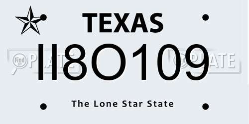 II8O109 Texas License Plate