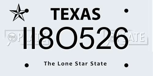 II8O526 Texas License Plate