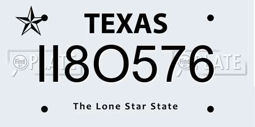 II8O576 Texas License Plate
