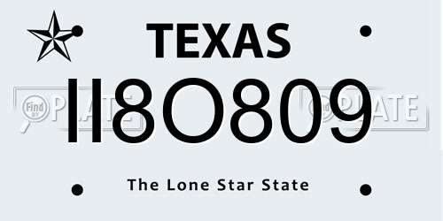 II8O809 Texas License Plate