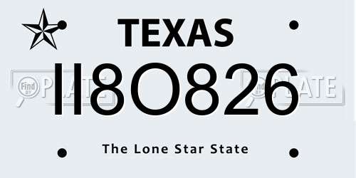 II8O826 Texas License Plate