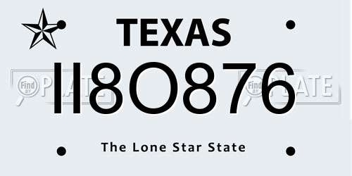 II8O876 Texas License Plate