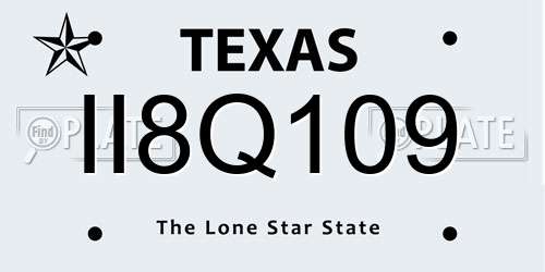 II8Q109 Texas License Plate