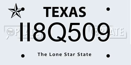 II8Q509 Texas License Plate