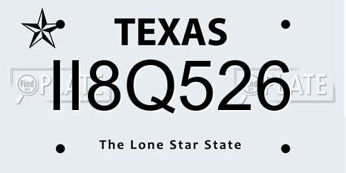 II8Q526 Texas License Plate